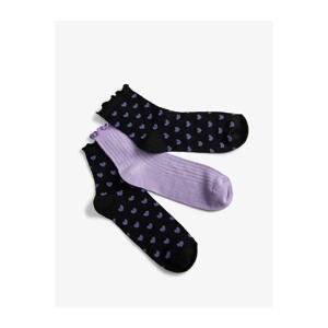 Koton Heart Socket Socks Set of 3 with Ruffle Detail