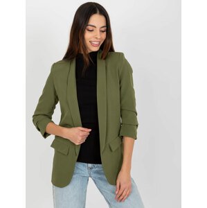 Lady's elegant jacket without fastening - khaki