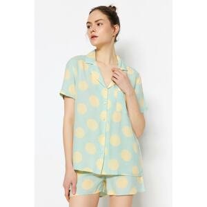 Trendyol Green Polka Dots Viscose Shirt-Shorts Woven Pajamas Set