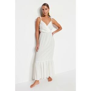 Trendyol White Maxi Woven Cut Out/Window Beach Dress