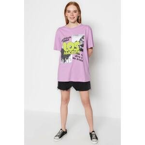 Trendyol T-Shirt - Purple - Boyfriend