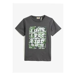 Koton Printed Anthracite Boy's T-shirt 3skb10029tk