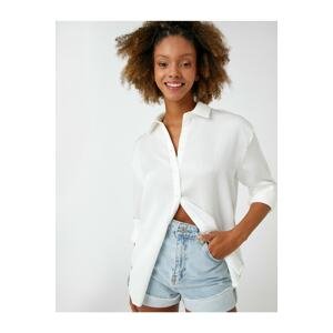 Koton Flowy Shirt Long Sleeves Textured Cuff Collar