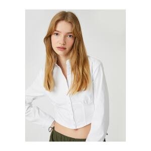 Koton Crop Shirt Bodice Detail Long Sleeve Cuff Collar