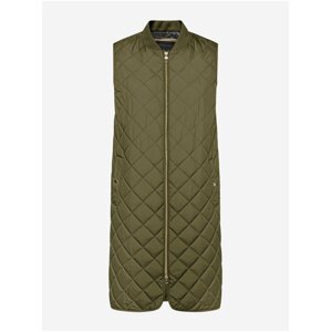 Khaki Womens Long Quilted Vest Geox - Women