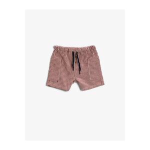 Koton Striped Shorts with Pockets Button Detail Tied Waist