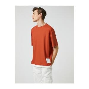 Koton Oversize T-Shirt Label Printed Crew Neck Short Sleeve