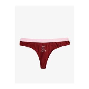 Koton String Panties with Slogan Printed and Ribbed