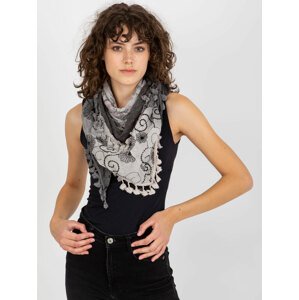 Women's scarf with floral patterns - gray