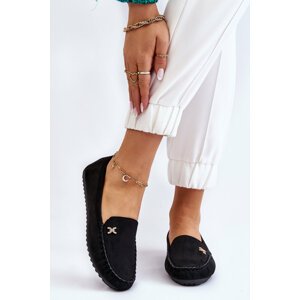 Women's Suede Moccasins with Decorating Black Leah