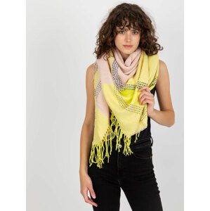 Women's winter scarf with fringe - multicolored