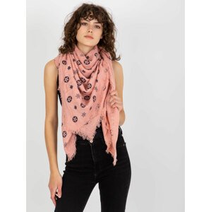 Women's scarf with print - powder pink
