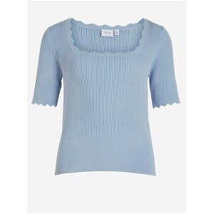 Light blue women's ribbed T-shirt VILA Lana - Women