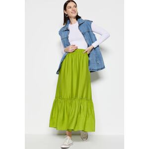 Trendyol Green Woven Skirt with an Elastic Waist and Ruffle Detail