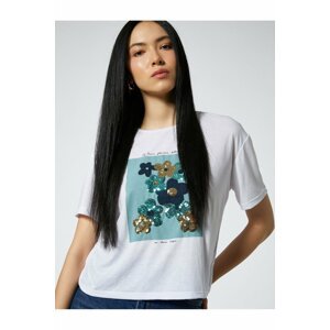 Koton Sequined Printed T-Shirt Crew Neck Short Sleeve