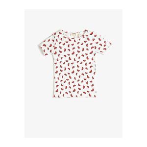 Koton Watermelon Printed T-Shirt Ribbed Short Sleeve Crew Neck Cotton