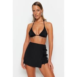 Trendyol Black Woven Tie Short Skirt