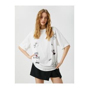 Koton T-Shirt - Ecru - Oversize