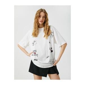 Koton Oversized T-Shirt Printed Crew Neck Short Sleeve Cotton