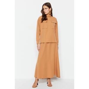 Trendyol Weave Camel Blouse-Skirt Set