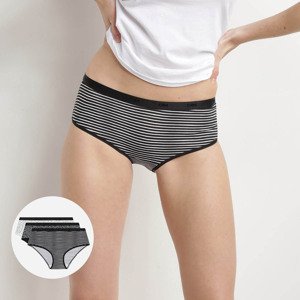 DIM LES POCKETS COTTON BOXER 3x - Women's cotton panties 3 pcs - black - white