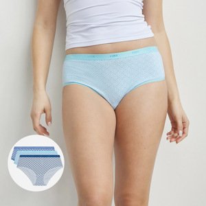 DIM LES POCKETS COTTON BOXER 3x - Women's cotton panties 3 pcs - dark blue - white - blue