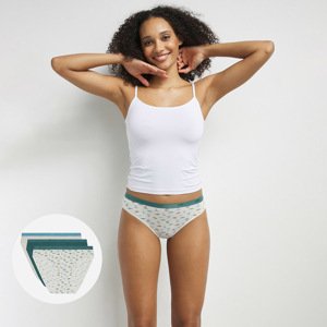 DIM LES POCKETS COTTON SLIP 3x - Women's cotton panties 3 pcs - white - green