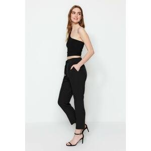 Trendyol Black Tie Detailed Jogger Skinny Leg Woven Trousers