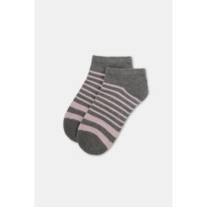 Dagi Gray Striped Booties Women's Socks-gr