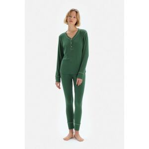 Dagi Green Pop-Up Collar Pajamas Set with Moose and Fittings