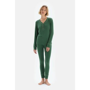 Dagi Green Pop-Up Collar Pajamas Set with Moose and Fittings