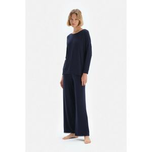 Dagi Navy Blue Boat Collar Camisole Pajamas Set