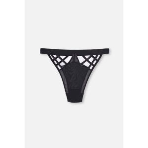 Dagi Black String Detailed Fishnet Brazillian Panties