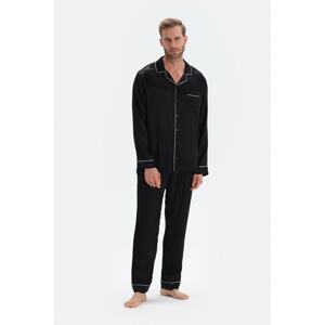 Dagi Black Long Sleeve Satin Groom Pajamas Set