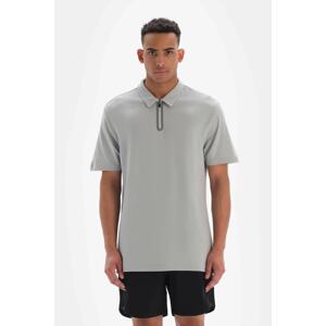 Dagi Men's Gray Pique Neck T-Shirt