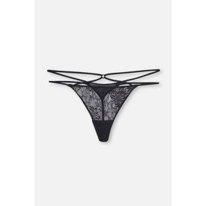 Dagi Black Lace Detailed Thong with Lace
