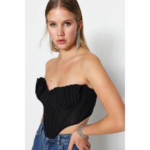 Trendyol Black Crop Lined Tulle Bustier