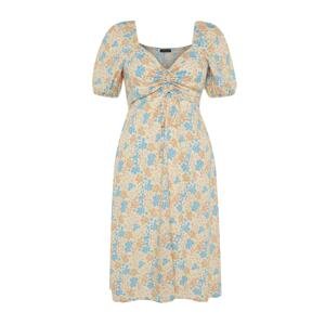 Trendyol Curve Multicolored Floral Print Woven Dress