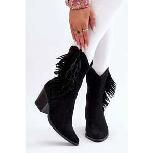 Women's Low Suede Cowboy Boots Black Elyse