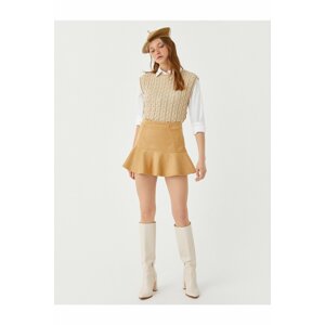 Koton Flared Mini Skirt With Suede Look