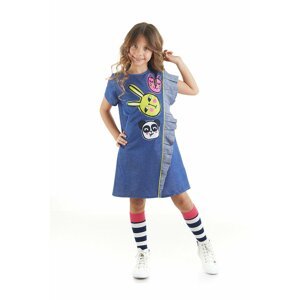 Mushi Three Friends Knitted Girls' Blue Dress