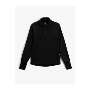 Koton Basic Sports Sweatshirt Standing Neck Half-Zip Pocket Detailed.
