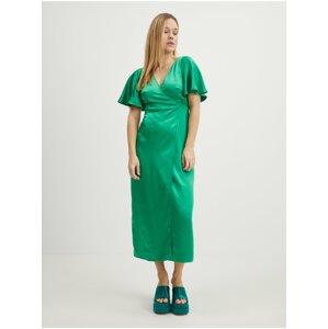 Green Ladies Satin Midishats VILA Sateeny - Ladies