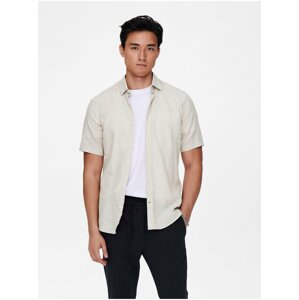 Beige Men's Linen Shirt ONLY & SONS Caiden - Men