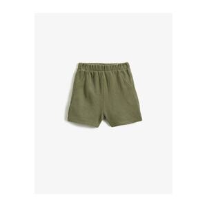 Koton Basic Textured Shorts, Pockets, Elastic Waist.
