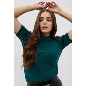 Blouse with openwork sleeves Moodo - green
