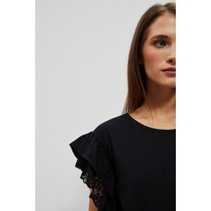 Blouse with frill on shoulders Moodo - black