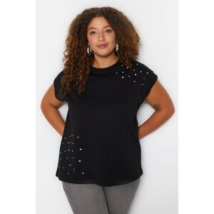 Trendyol Curve Plus Size T-Shirt - Black - Relaxed fit