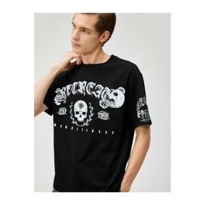 Koton Oversize T-Shirt Skull Printed Crew Neck Short Sleeve
