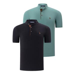 DUO SET T8560 DEWBERRY MEN'S T-SHIRT-CLEAR KHAKI-BLACK